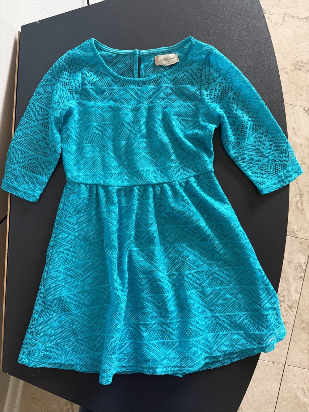 Girls' Teal Lace Fit-and-Flare Dress